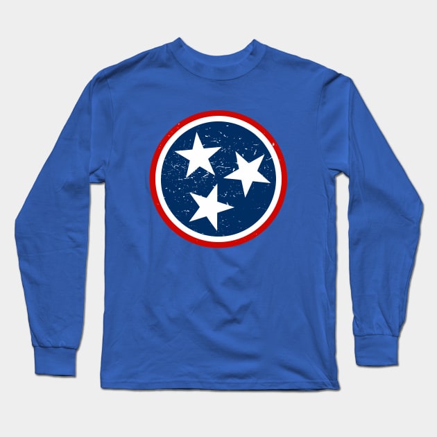 Tennessee Tristar Flag - Vintage Distressed Long Sleeve T-Shirt by Virly